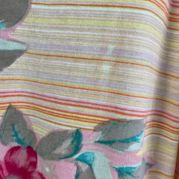 Liz & Me Womens Plus 2X Striped Floral Cotton V Neck Top 3/4 Sleeve Shirt - Picture 10 of 10